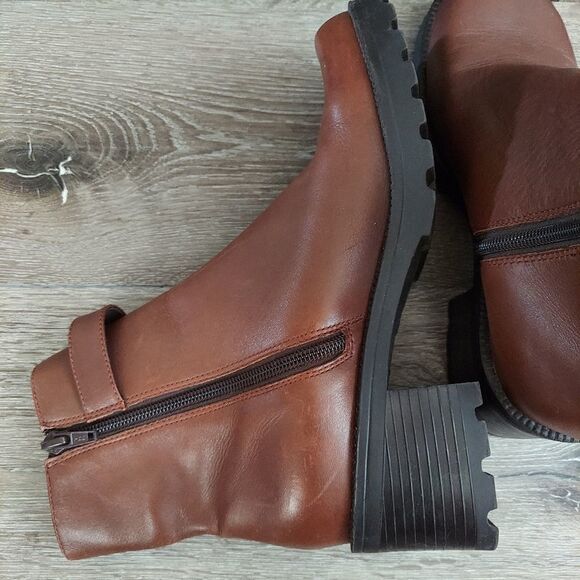 Vintage 90s Nicole 'Huey' Brown Leather Chunky Boots Size 7.5 - Picture 6 of 10
